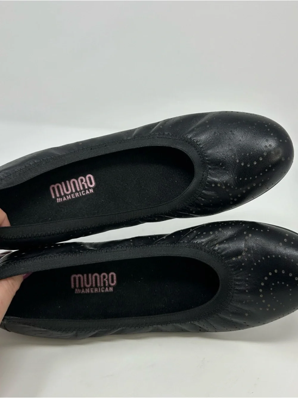 Munro American Womens Ballet Flats Black Metallic Dot Slip-On Comfort Size 9 M